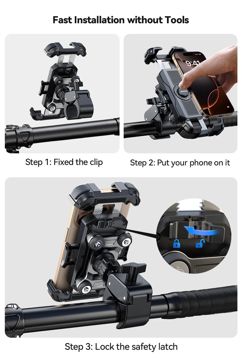 Motorcycle Phone Mount Anti Vibration for 4.7-7” Phone
