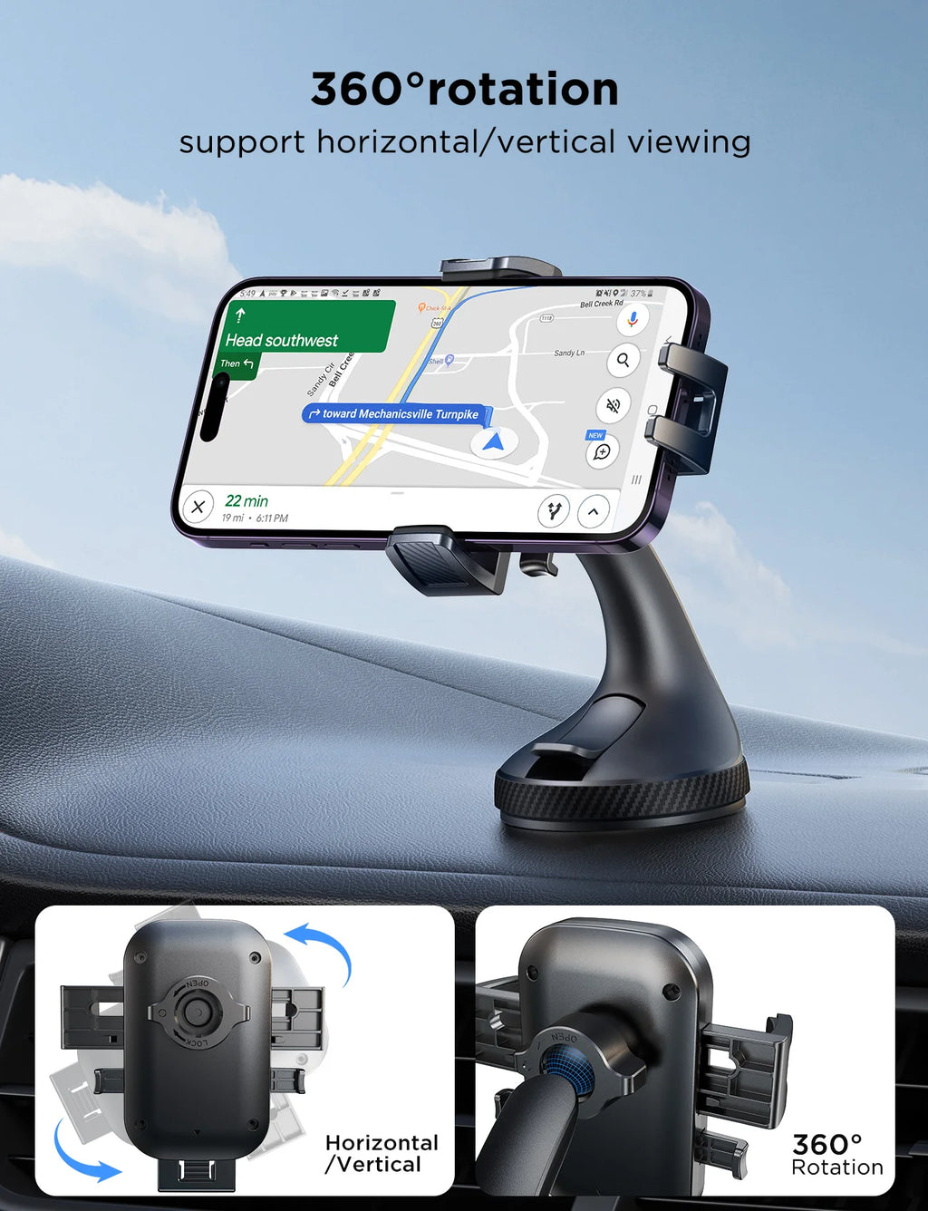 Phone Holder Mount for Car Hands-Free