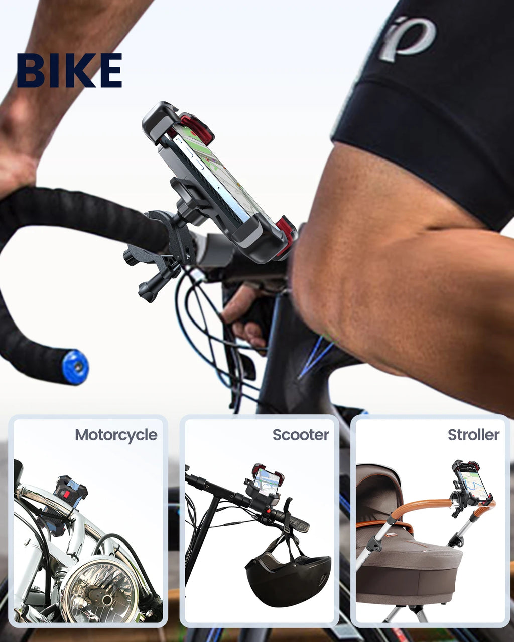 Universal Bike Phone Holder for 4.7-7 inch Mobile Phone 360°View