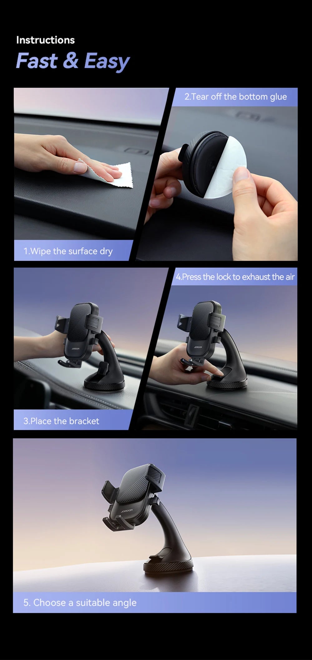 Phone Holder Mount for Car Strong Suction