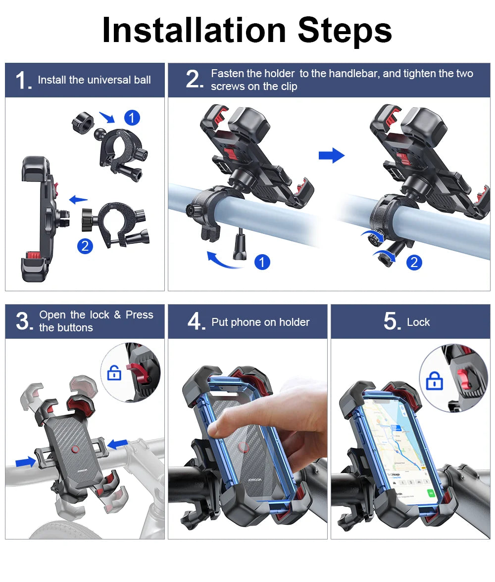 Universal Bike Phone Holder for 4.7-7 inch Mobile Phone 360°View